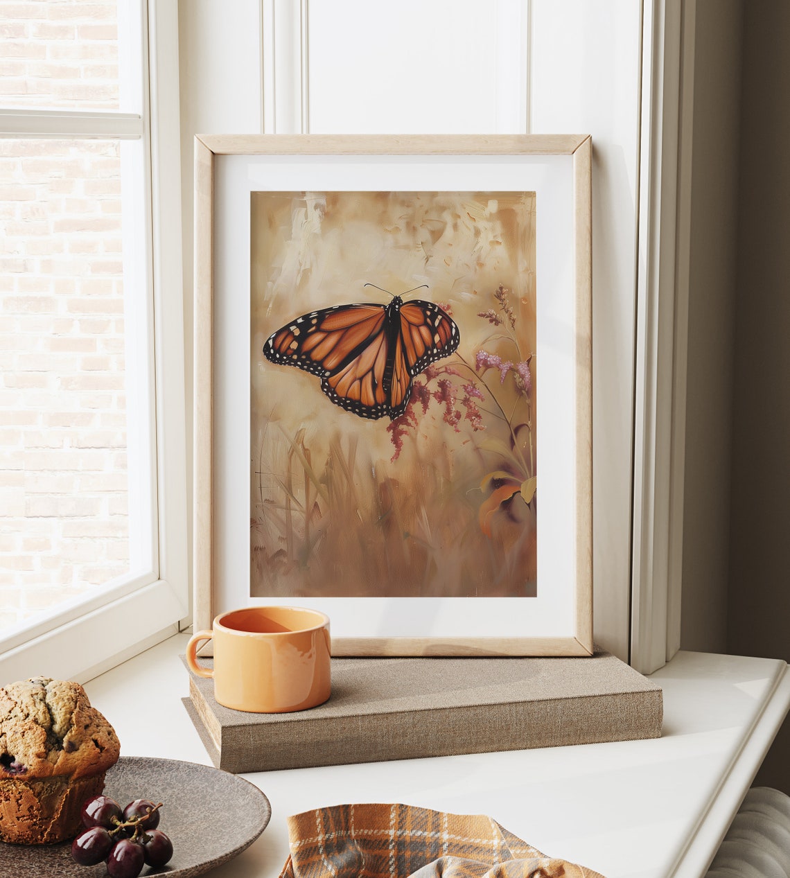 Monarch Butterfly Resting on Milkweed in Warm Autumn Glow Poster - Image 6