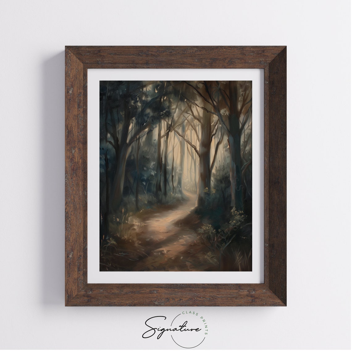 Mysterious Forest Path in Twilight Moody Woodland Trail Poster - Image 4