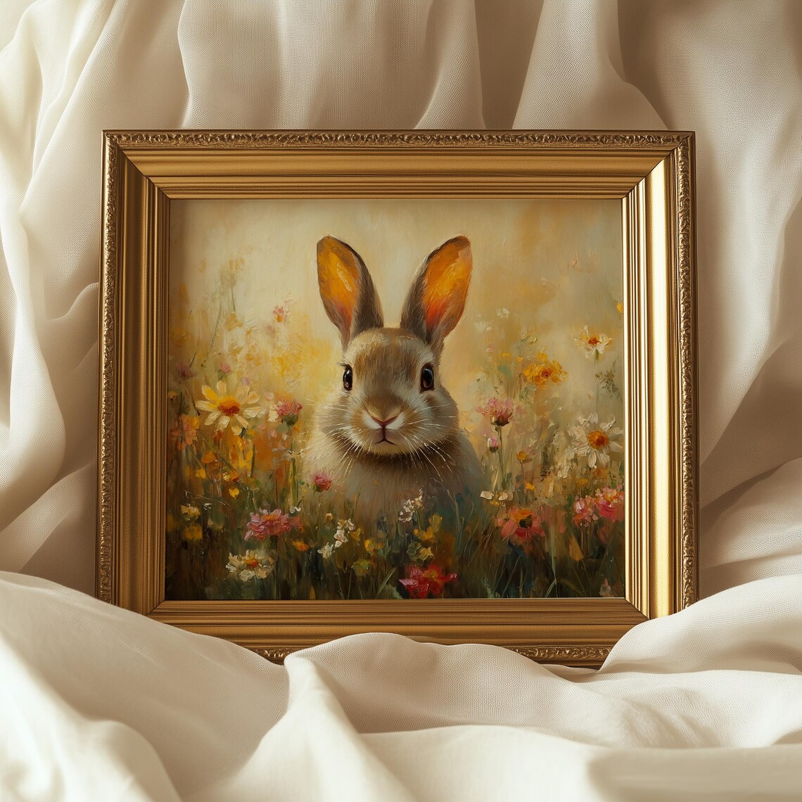 Rabbit Among Wildflowers Art Print, Cottagecore Rustic - Image 5