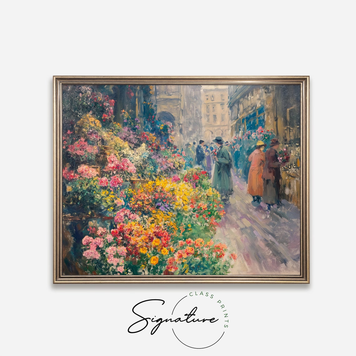 Flower Stall At Busy Street Market Bustling Floral Scene Art Poster - Image 4