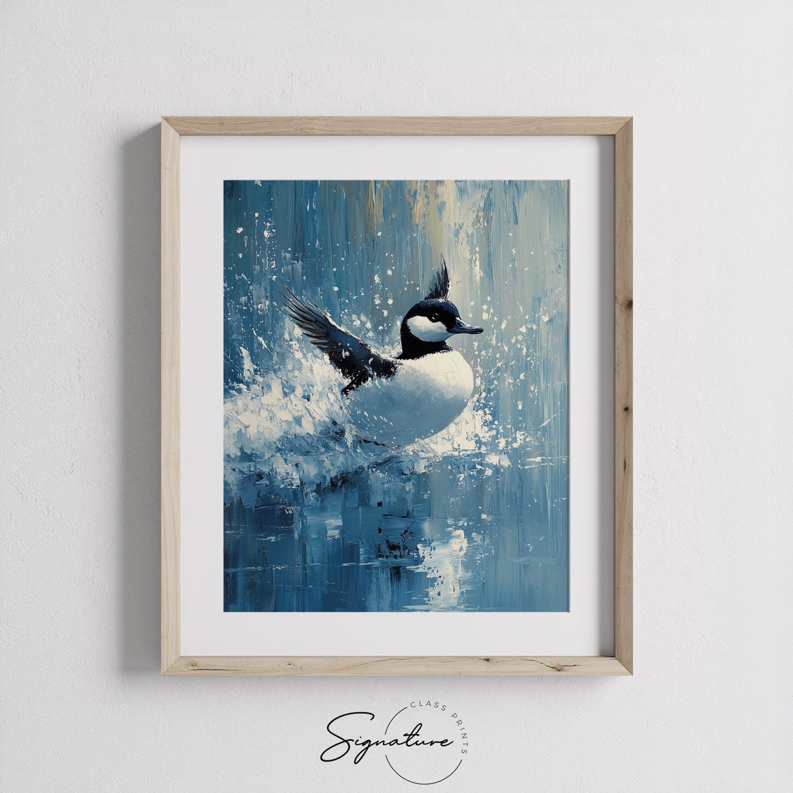 Hooded Merganser Duck Splash Landing Blue Water Bird Wildlife Poster - Image 3
