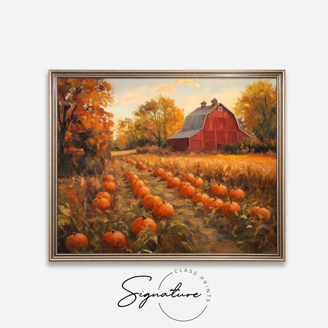 Red Barn Pumpkin Patch Painting Autumn Harvest Rustic Fall Decor Poster - Image 4