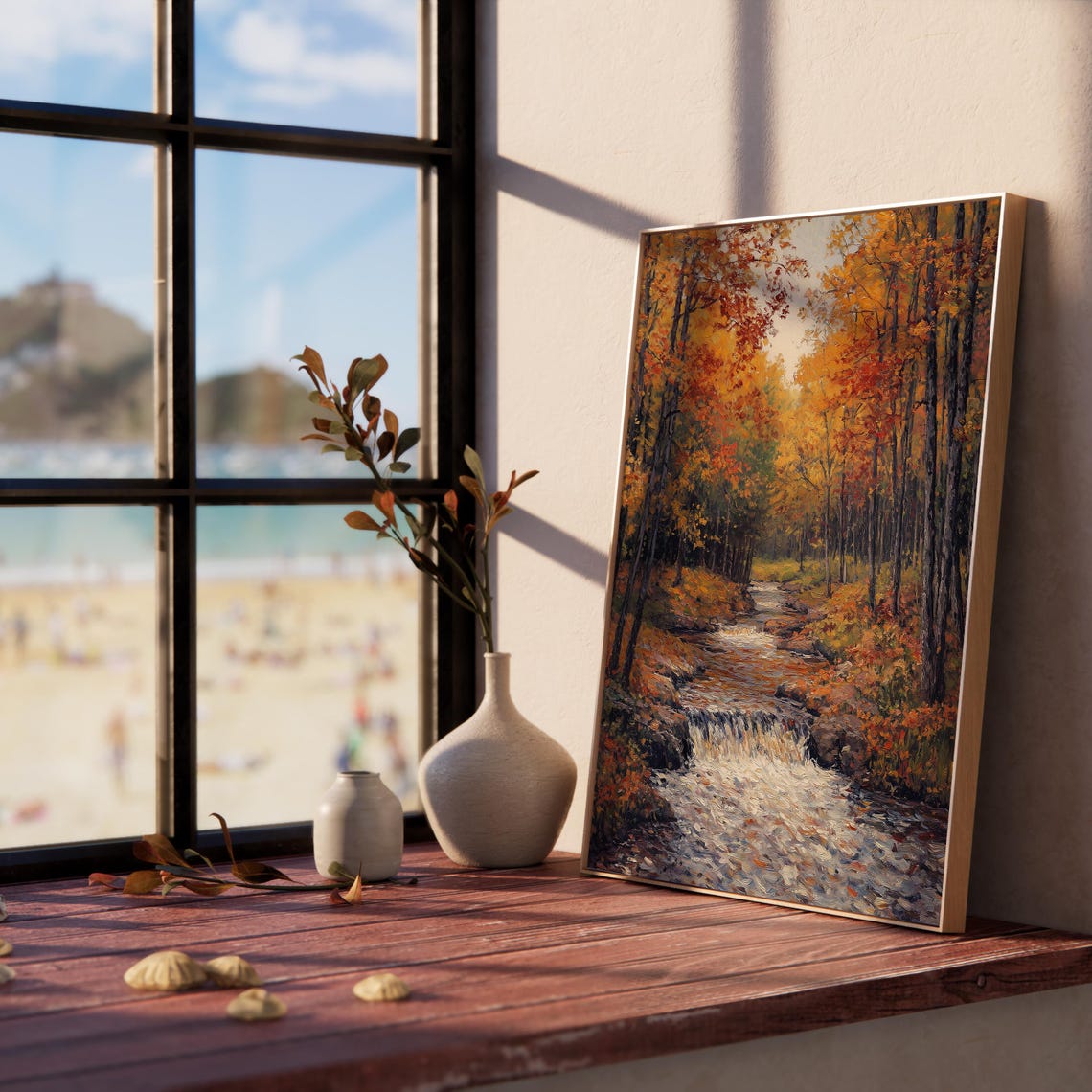 Rushing Autumn Stream Through a Forest of Flame Colored Trees Poster - Image 5