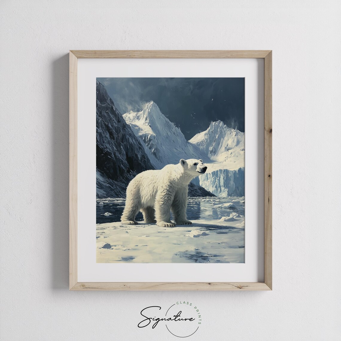 Polar Bear Arctic Ice Snowy Mountain Winter Wildlife Oil Painting Poster - Image 3