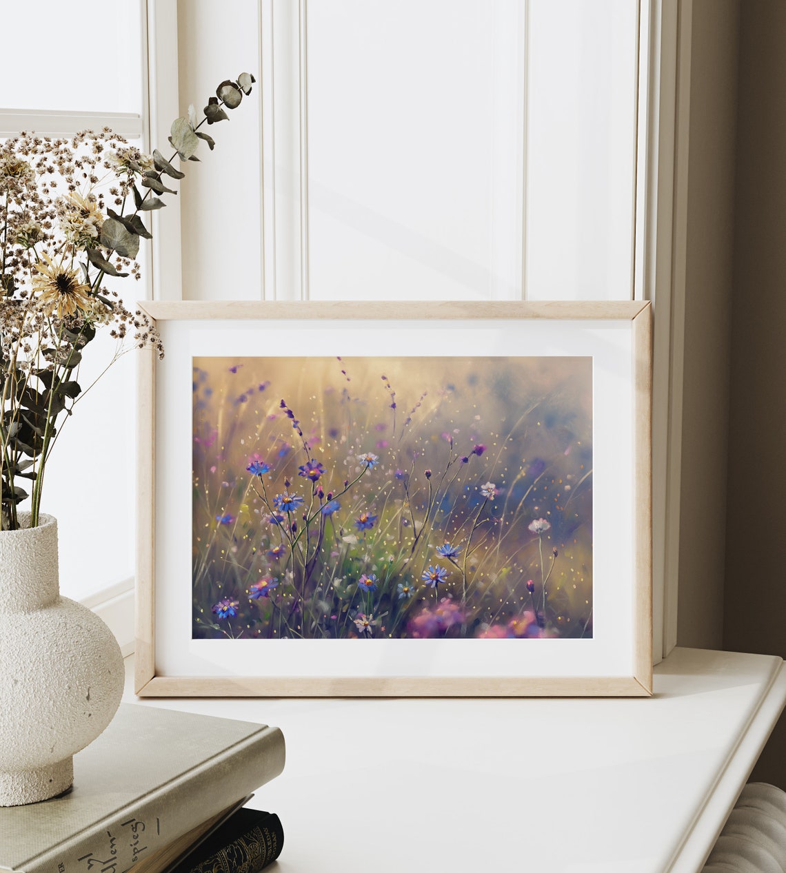 Blue Wildflowers In Morning Mist Dreamy Floral Painting Poster - Image 6
