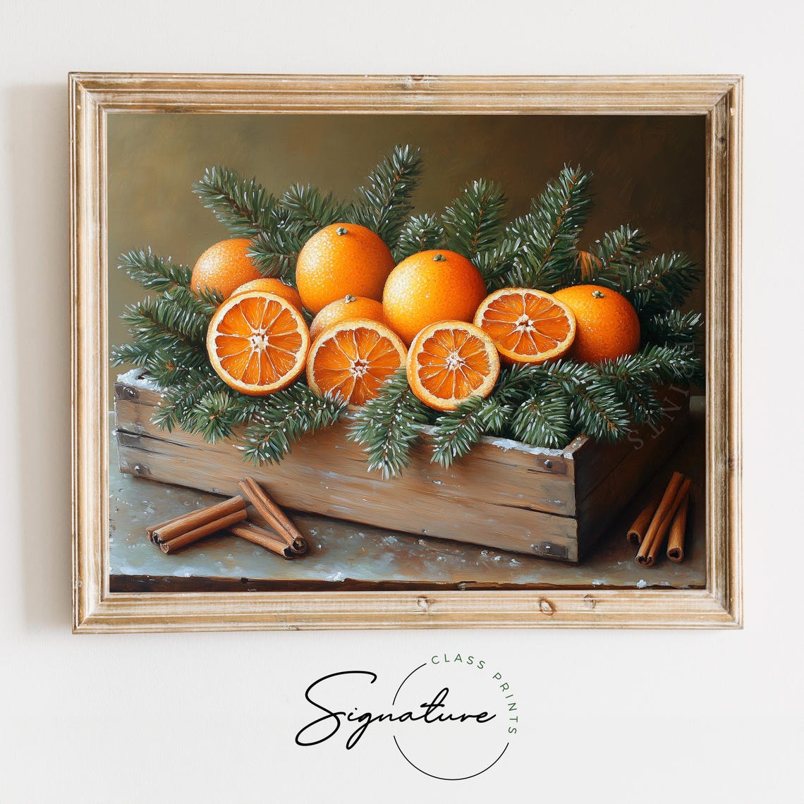 Oranges With Pine And Cinnamon Rustic Christmas Still Life Poster - Image 2