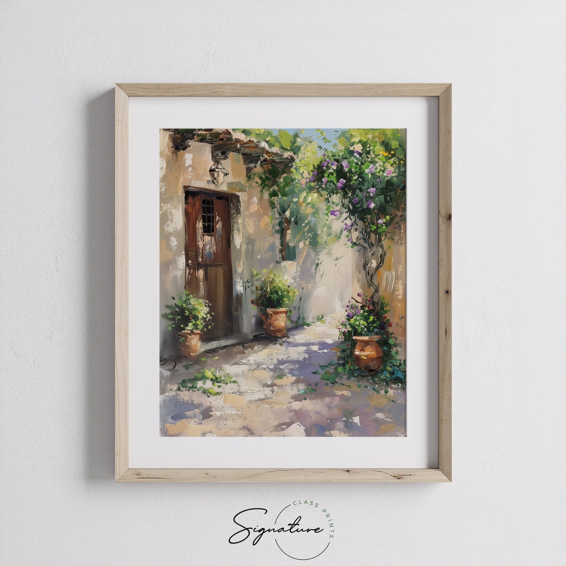 Mediterranean Courtyard Wooden Door Bougainvillea Terracotta Poster - Image 3