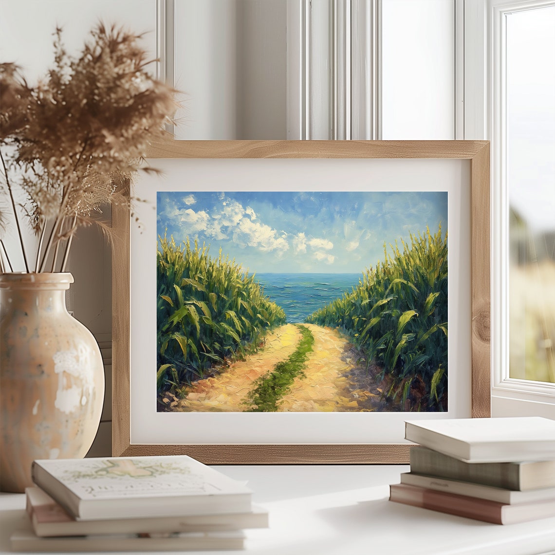 Pourville Corn Path To The Sea Impressionist Landscape Poster - Image 2
