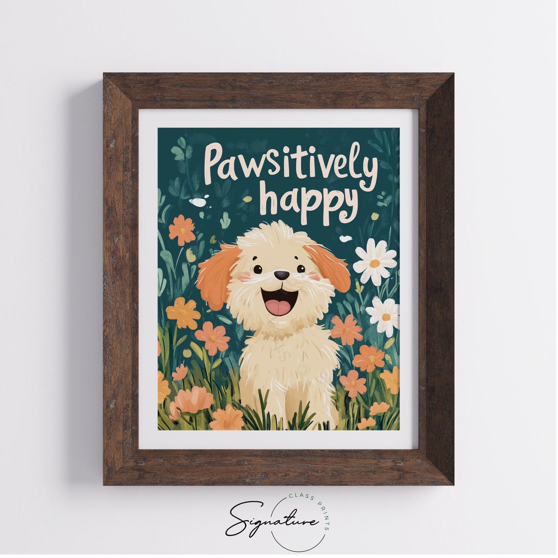 Adorable Cute Pawsitively Happy Puppy Floral Cheerful Dog Poster - Image 4