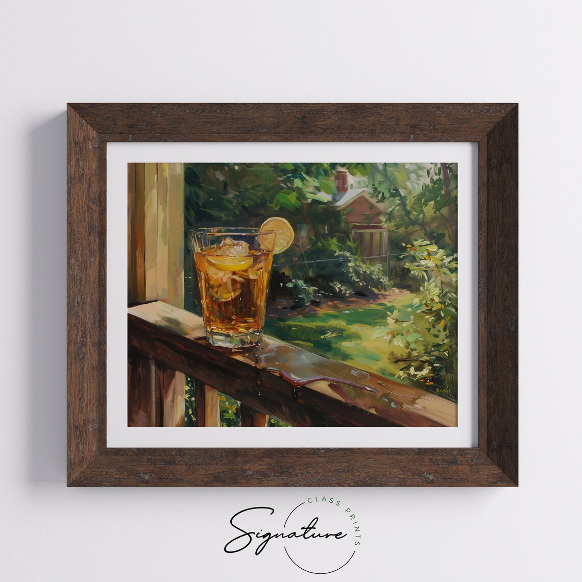 Iced Tea Lemon Porch Railing Sunny Garden House Summer Drink Oil Poster - Image 5