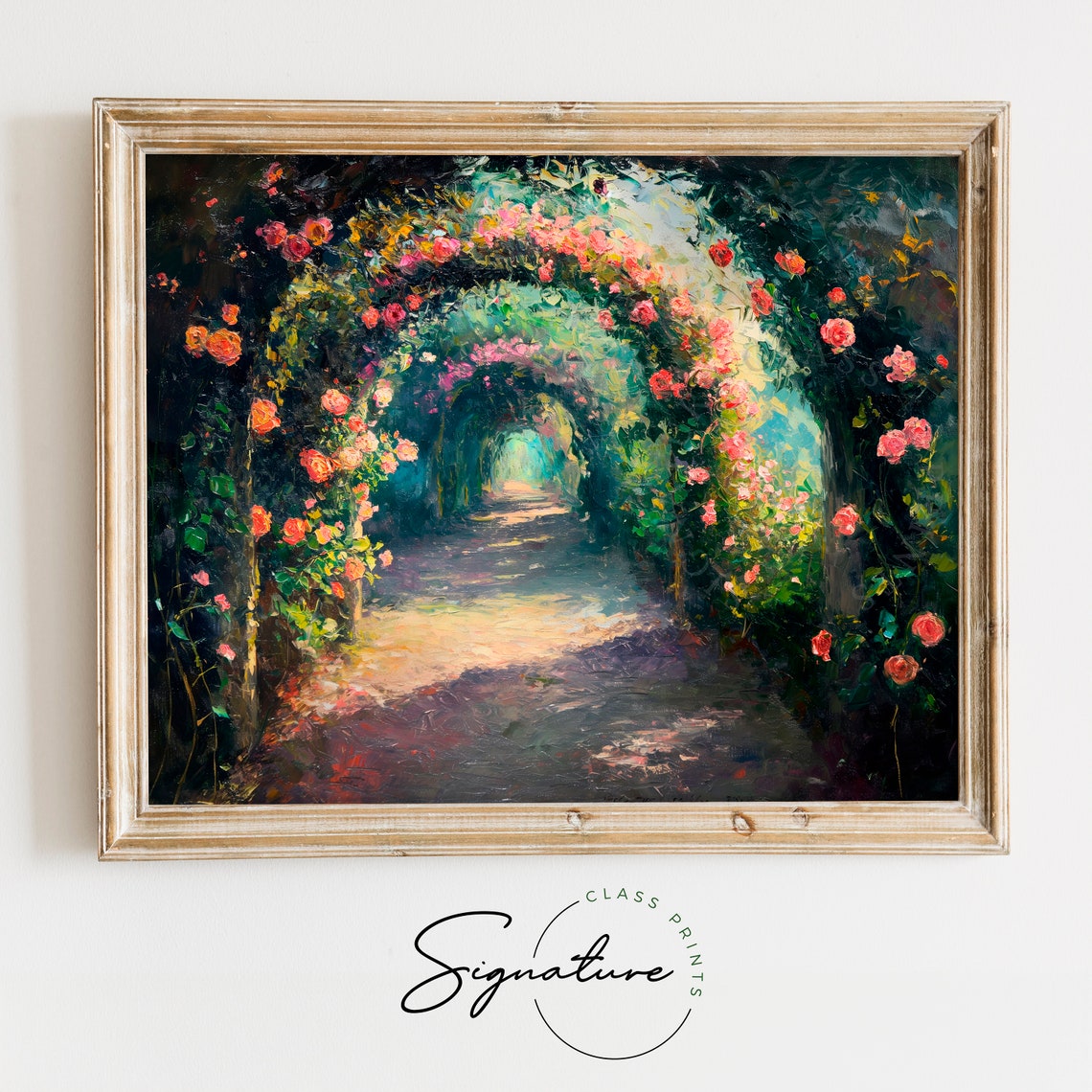 Enchanted Rose Arch Garden Path Night Impressionist Poster Art