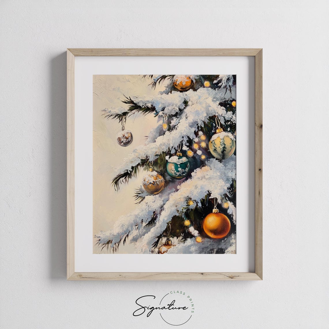 Snow Laden Christmas Tree Branches with Vintage Ornaments Poster - Image 2