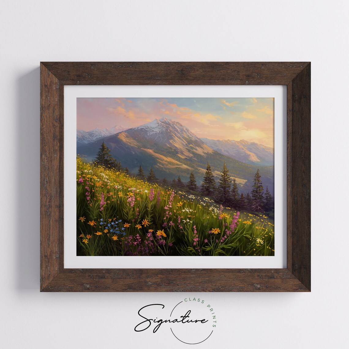 Sunrise Over Wildflowers, Mountain Landscape Art - Image 5
