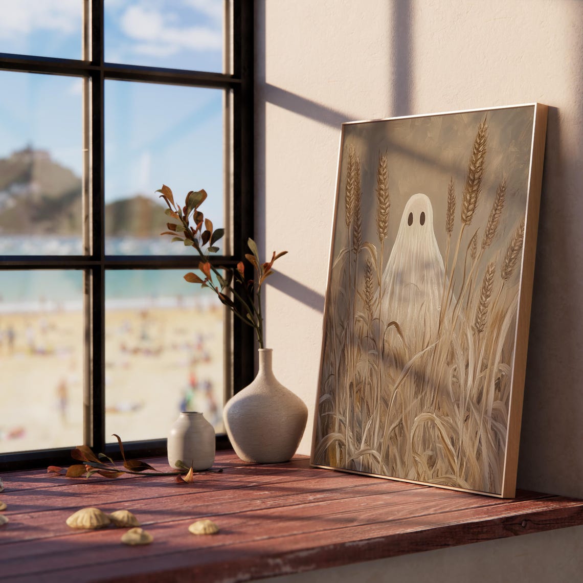 Ghost Standing Tall in a Golden Wheat Field Minimalist Art Poster - Image 5
