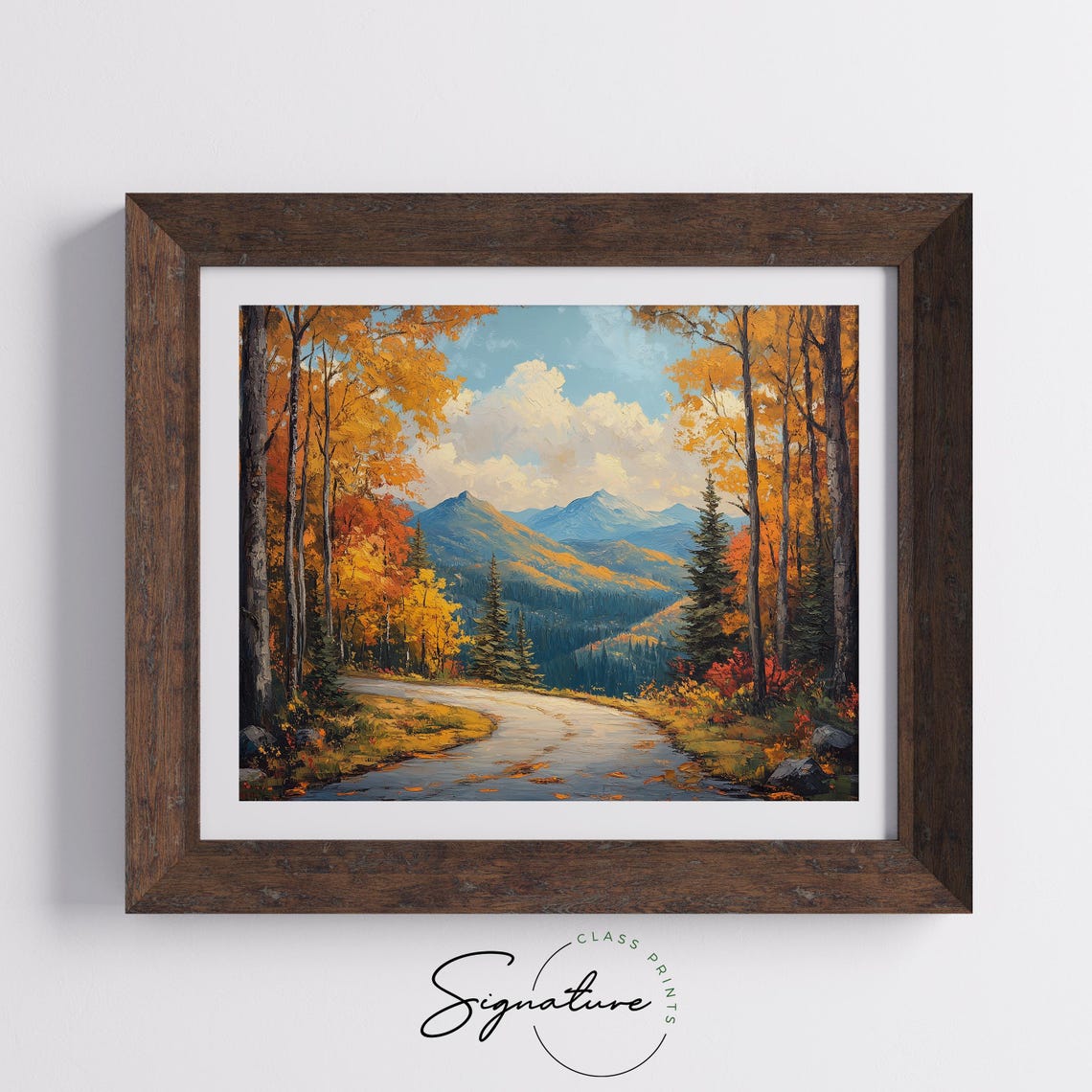 Autumn Forest Path Mountain View Oil Painting Fall Foliage Poster - Image 5