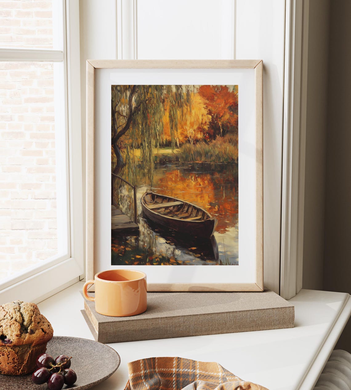 Old Wooden Rowboat Tied at a Dock Beneath a Weeping Willow Poster - Image 6