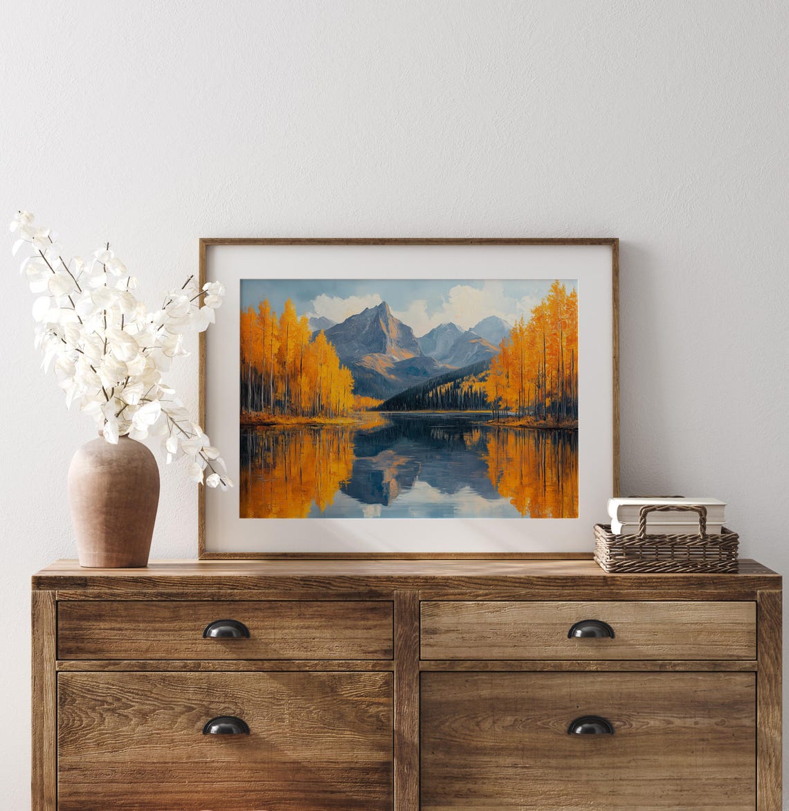 Autumn Mountain Lake Golden Aspens Reflection Fall Landscape Wall Art - Image 3