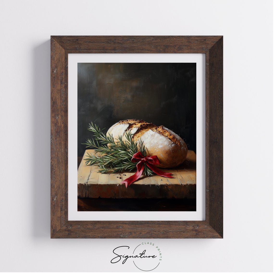 Rustic Bread Loaf With Rosemary And Red Ribbon Holiday Poster - Image 4