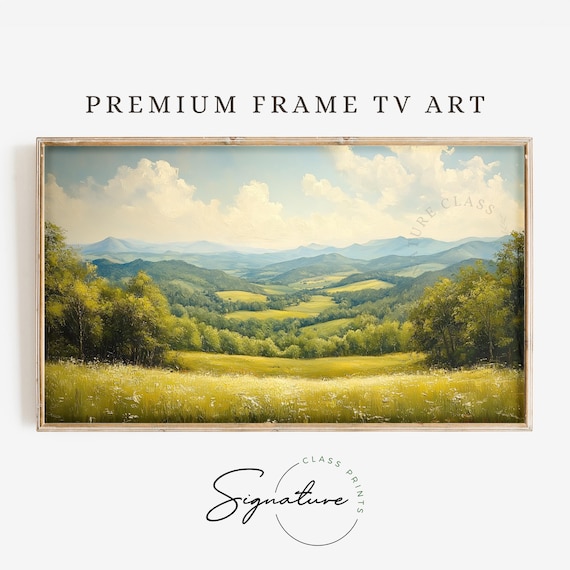 Meadow Valley Tv Art Green Landscape And Hills Frame Tv Art Rustic Nature Scene Scenic Wall Decor 3511
