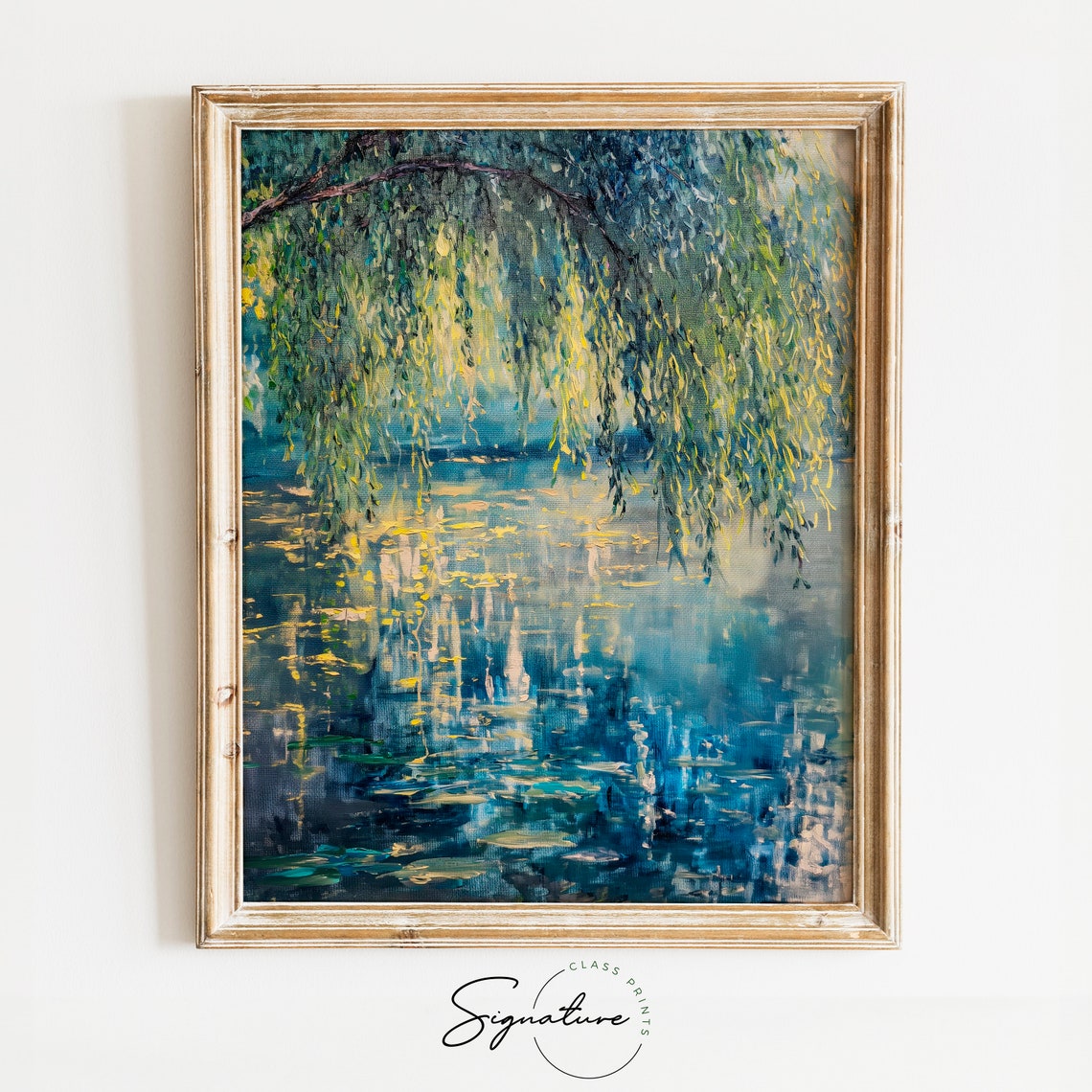 Weeping Willow Tree Over Serene Pond Tranquil Water Art Poster