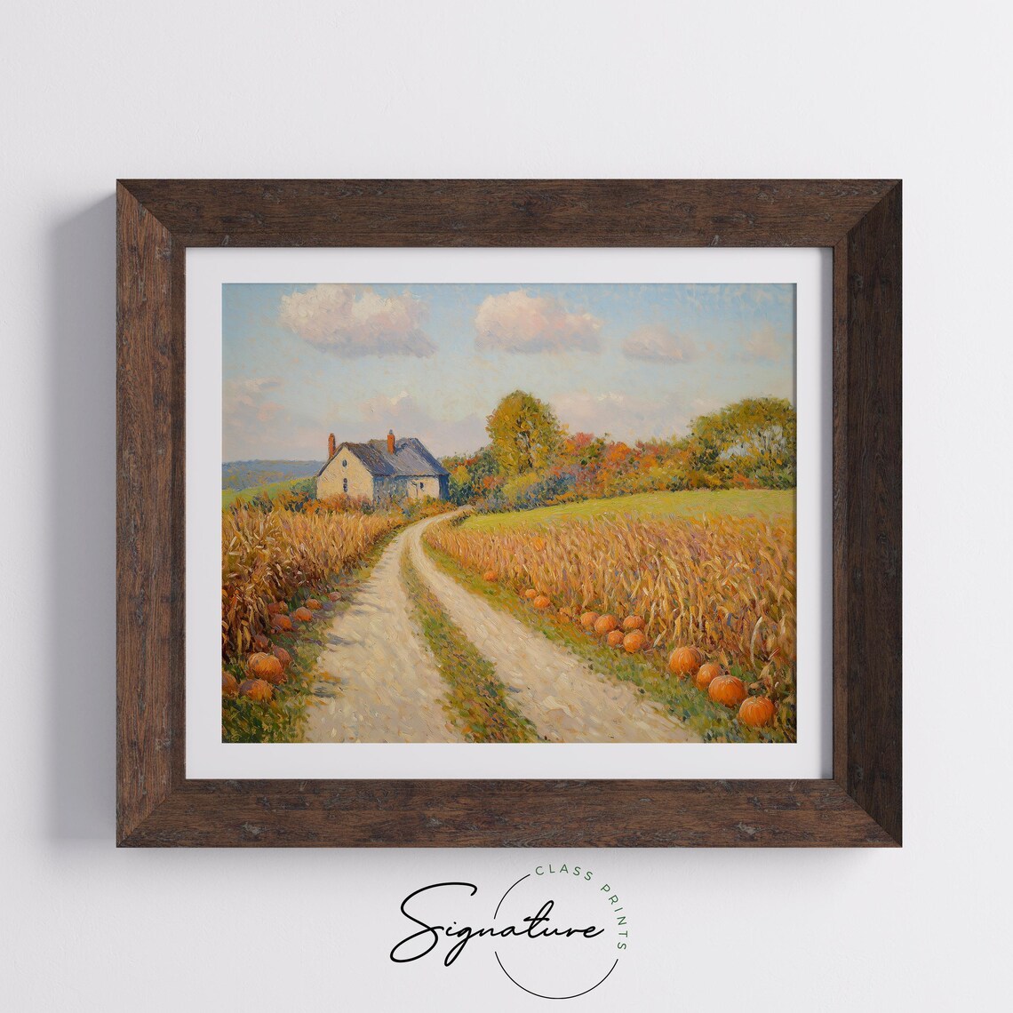 Winding Dirt Road Lined With Pumpkins Leading to a Quiet Farmhouse Poster - Image 5