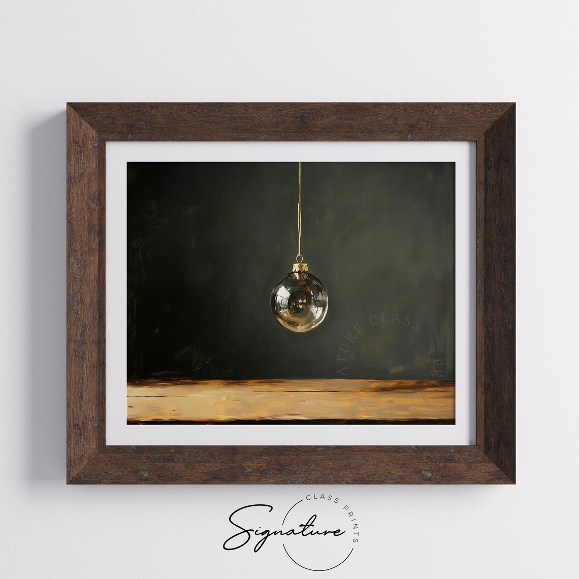 Vintage Glass Bauble Christmas Art Rustic Farmhouse Holiday Wall Art Warm Tones Moody Festive Painting Seasonal Winter Decor 2783 - Image 5