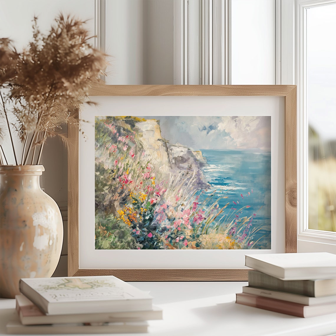 Monet Cliff Walk At Pourville Coastal Wildflower Scene Art Poster - Image 2