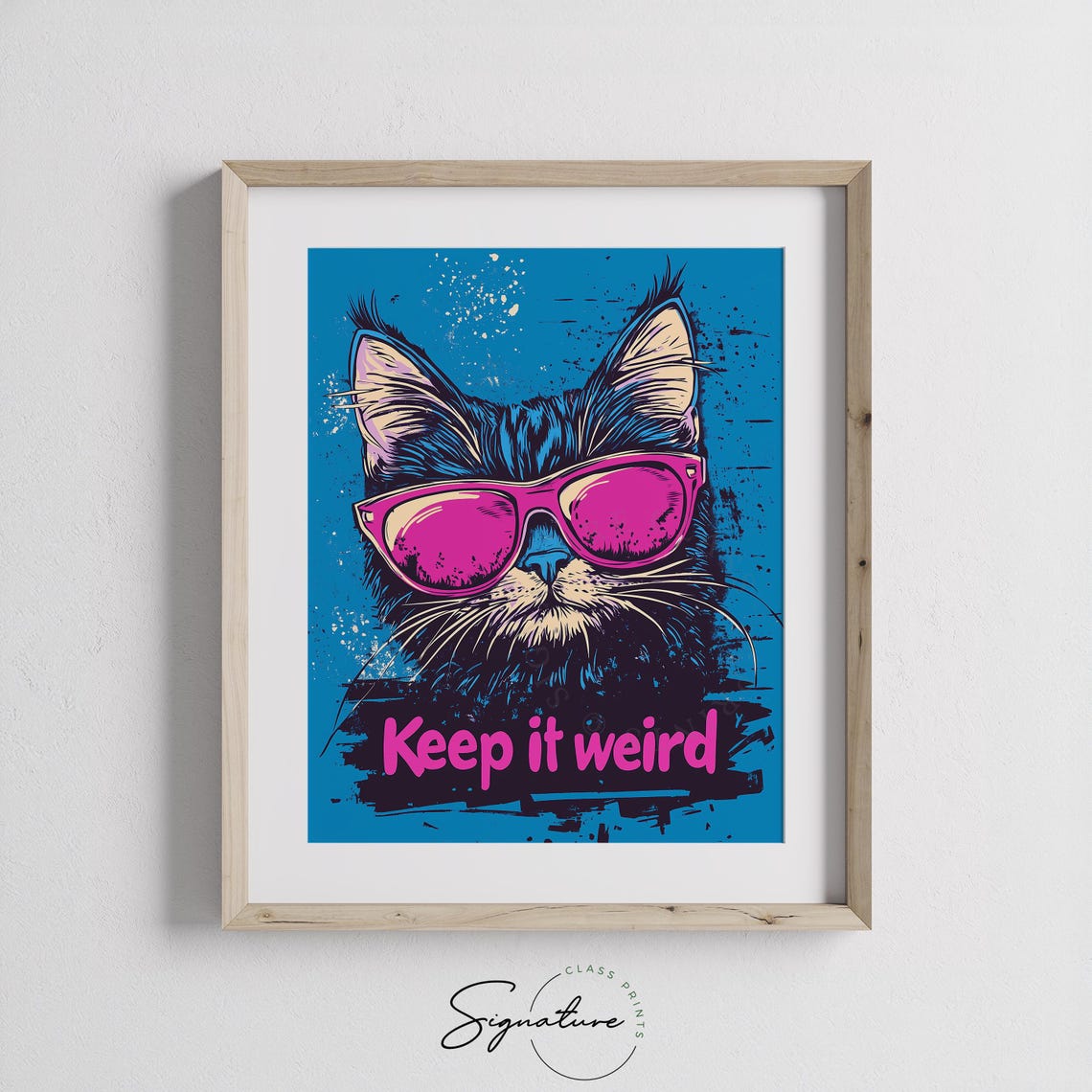 Vibrant Fun Keep It Weird Cat Pink Sunglasses Pop Art Poster - Image 3