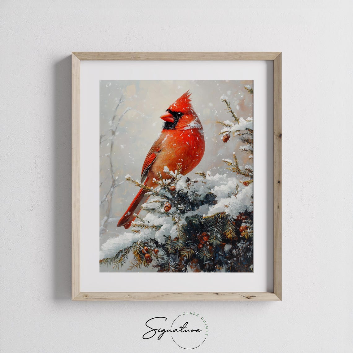 Northern Cardinal Red Bird Snowy Pine Branch Winter Christmas Poster - Image 3