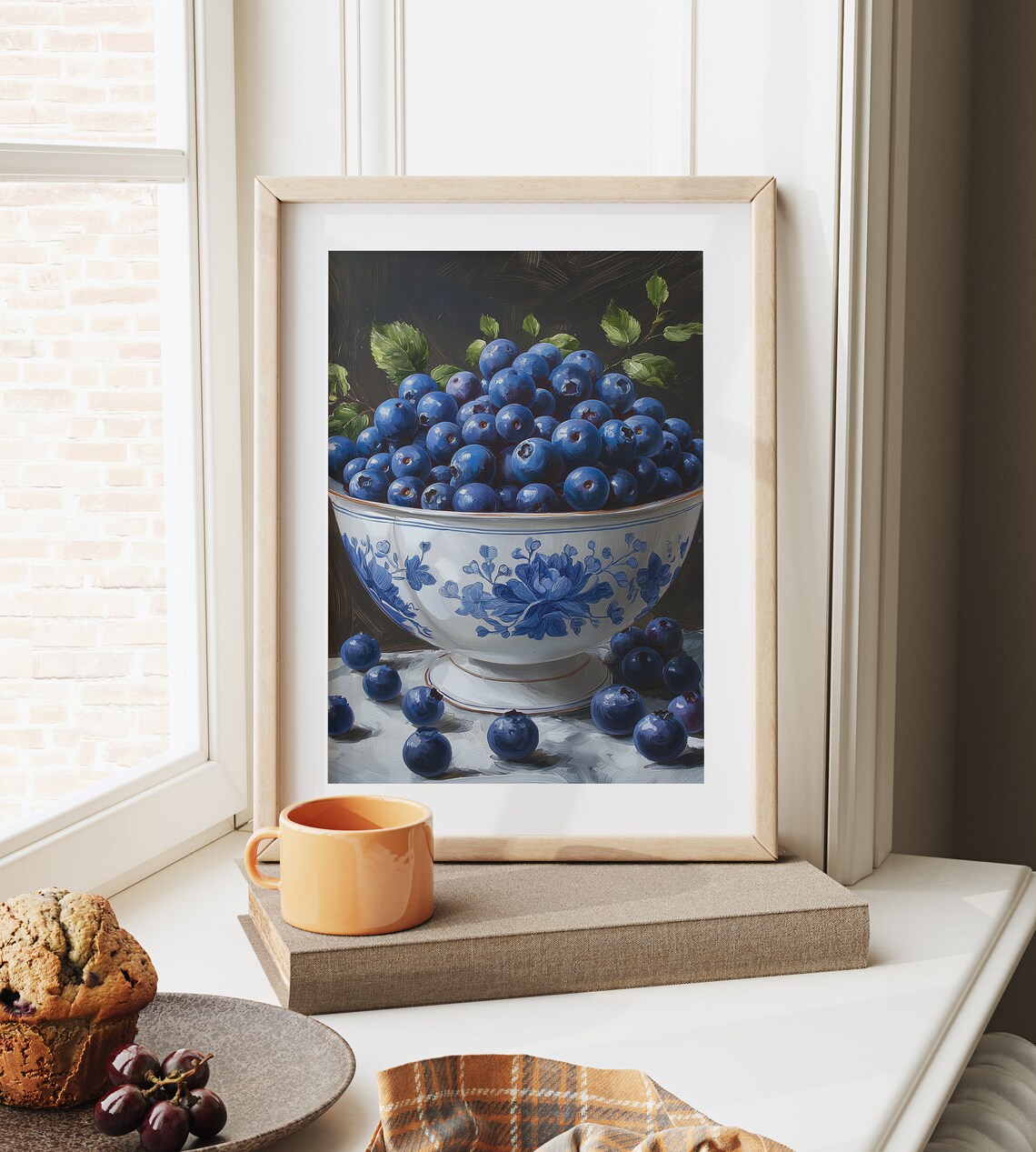 Blueberries In Porcelain Bowl, Summer Berry Art Print - Image 6
