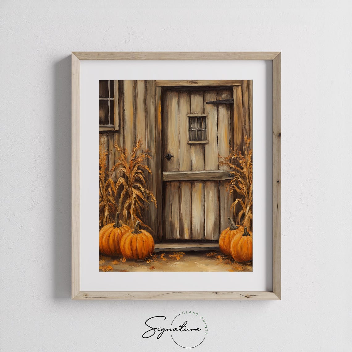 Rustic Barn Door Pumpkins Corn Stalks Fall Farmhouse Scene Poster - Image 3