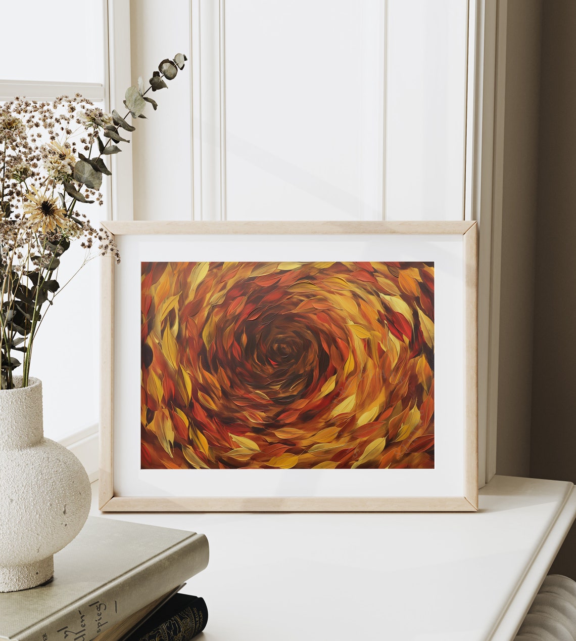 Autumn Leaves Whirlpool Vivid Fall Colors Modern Abstract Art Poster - Image 6