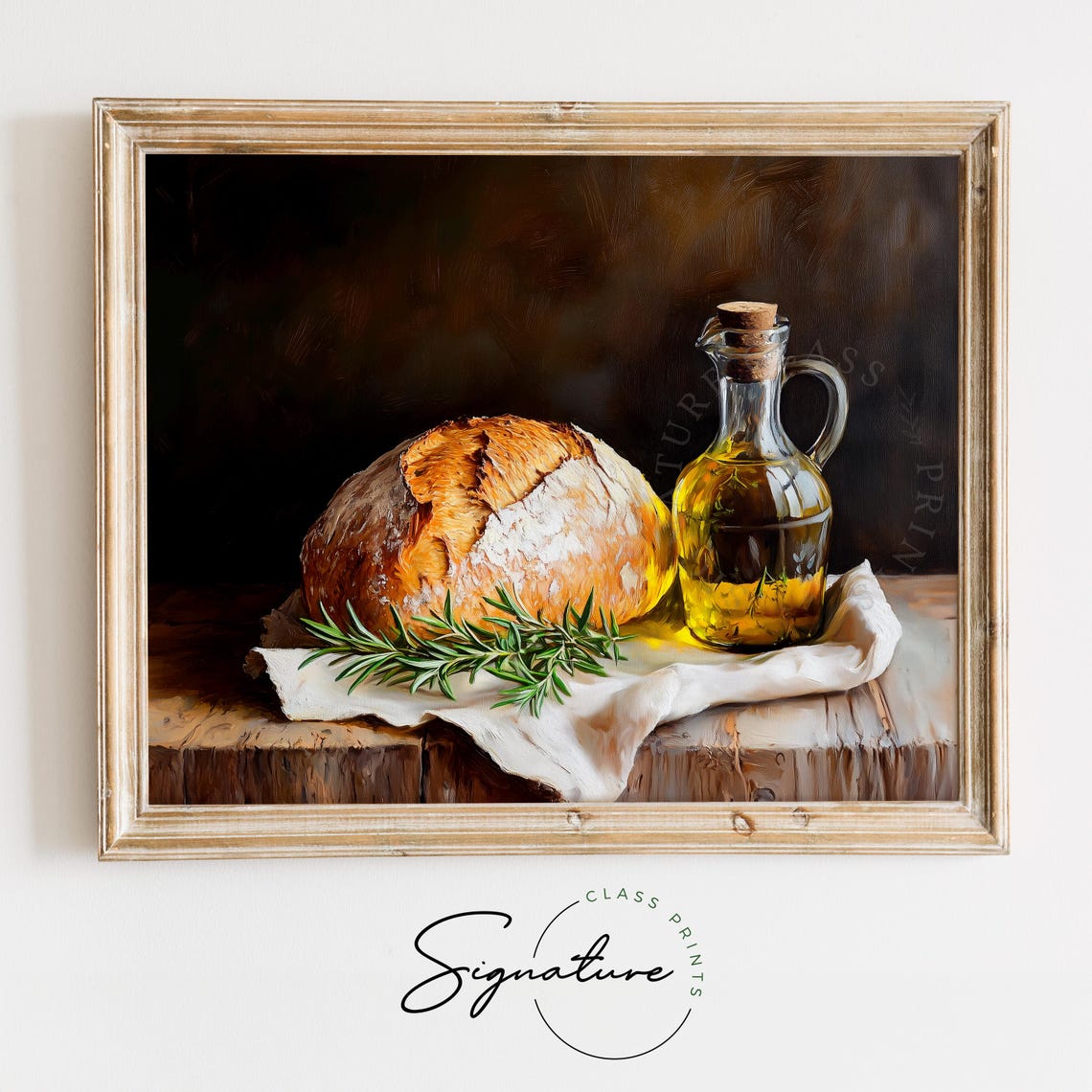 Rustic Bread And Olive Oil Still Life Kitchen Farmhouse Wall Art