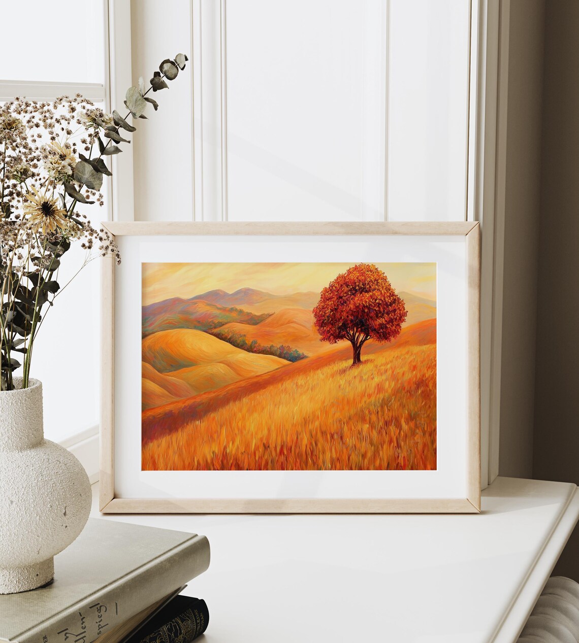 Golden Hillside Autumn Tree Landscape Painting Vibrant Fall Decor Poster - Image 6