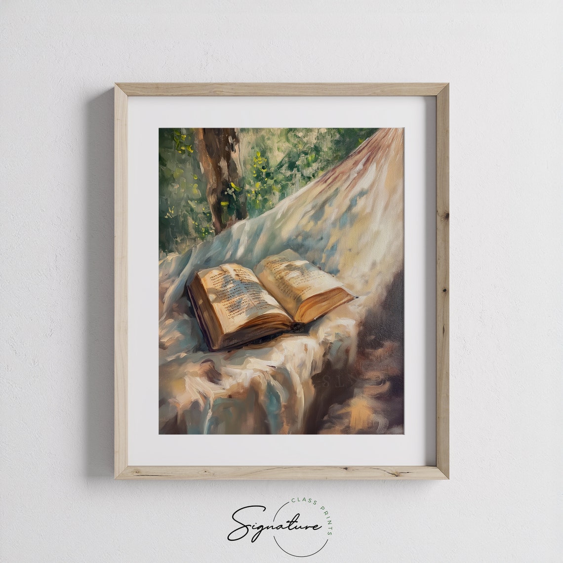 Open Book Resting on Sunlit Hammock Cozy Reading Nook Poster - Image 3