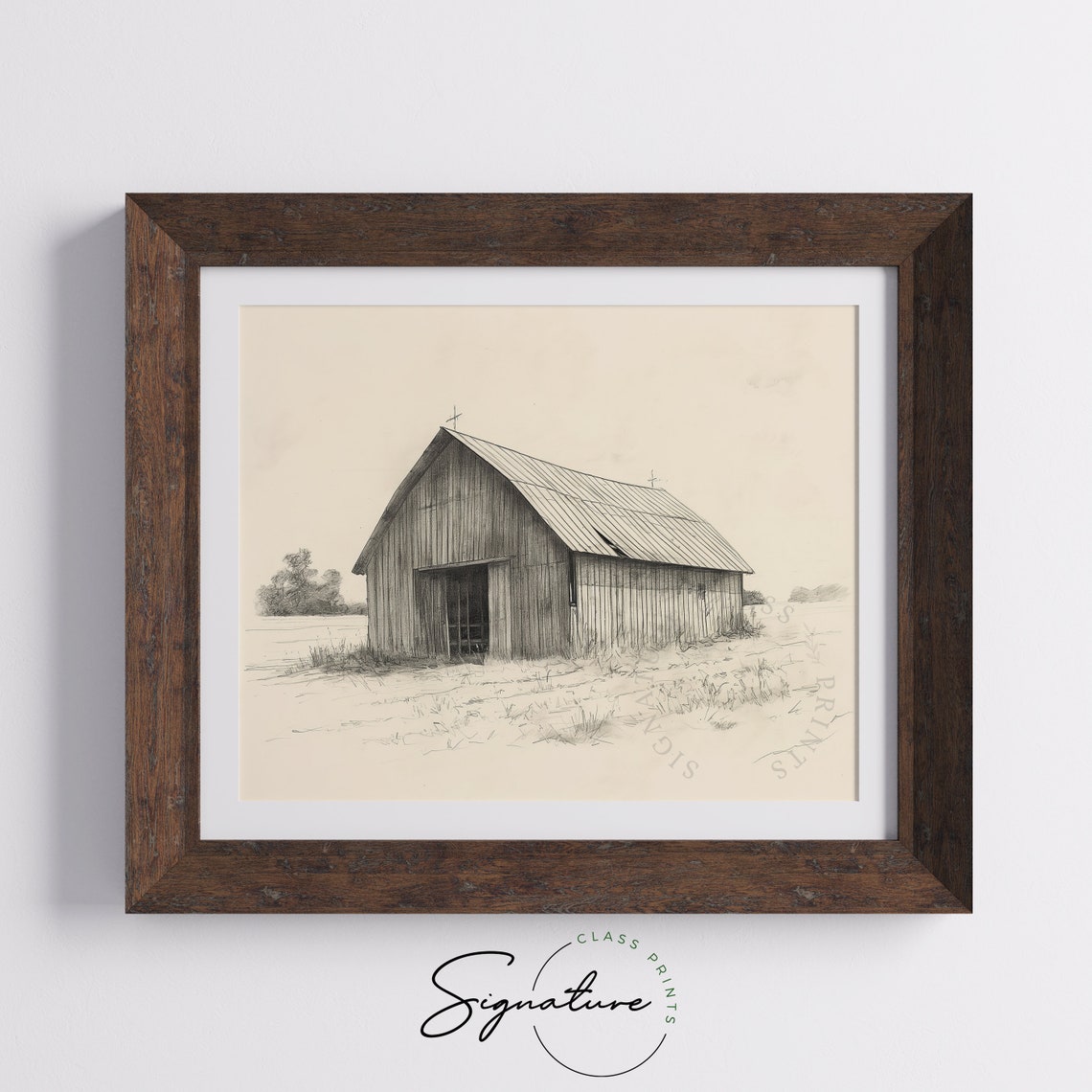 Rustic Barn Weathered Old Wood Pencil Sketch Country Farm Poster - Image 5