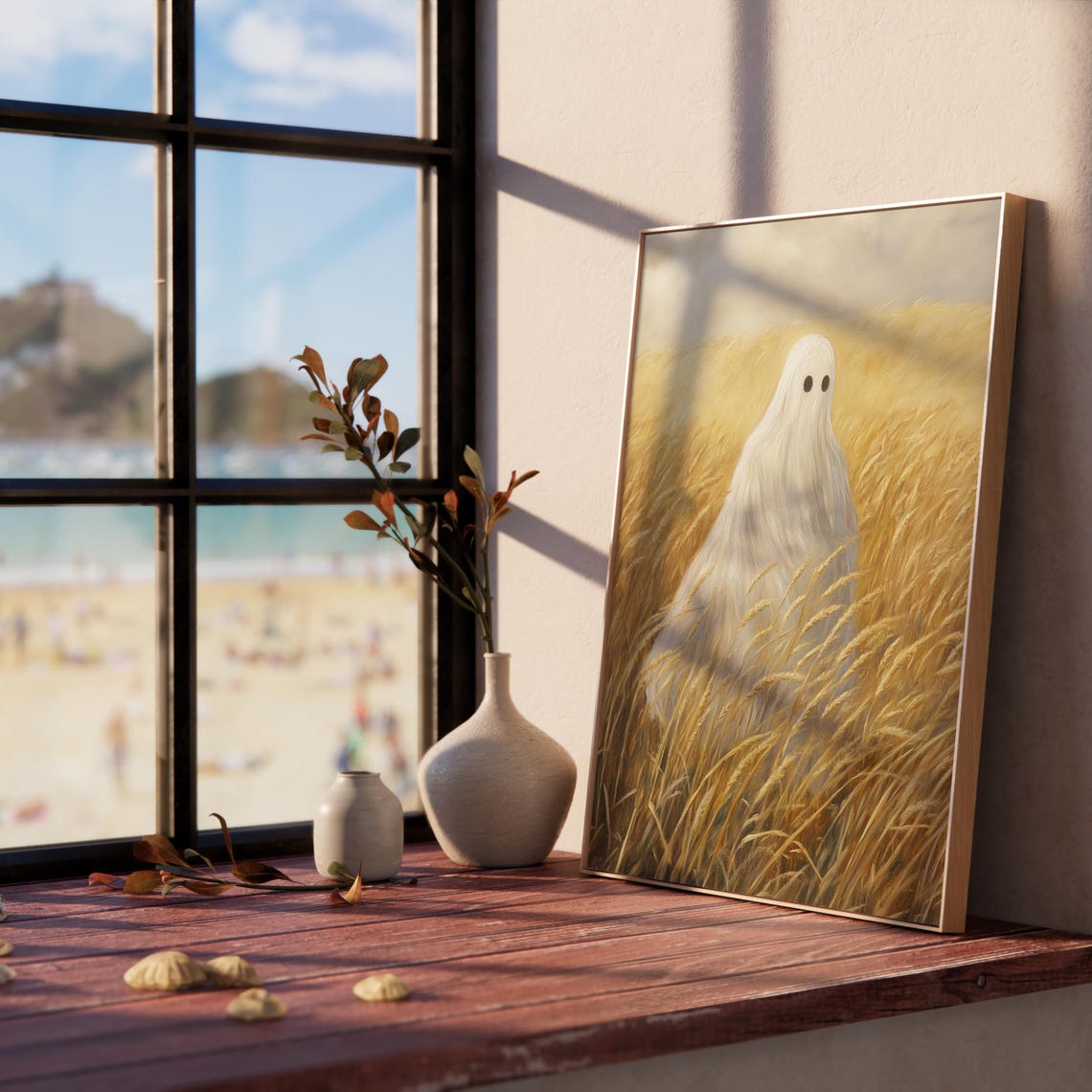 Ethereal White Ghost Golden Wheat Field Soft Autumn Light Poster - Image 5