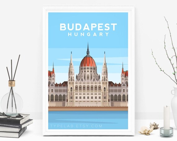 Budapest Travel Poster, Hungary City Wall Art