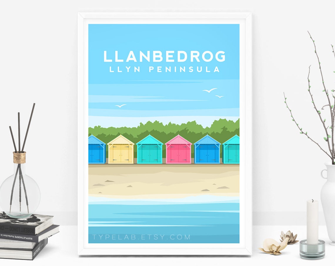 Llanbedrog Llyn Peninsula Colorful Beach Huts Welsh Coast Poster