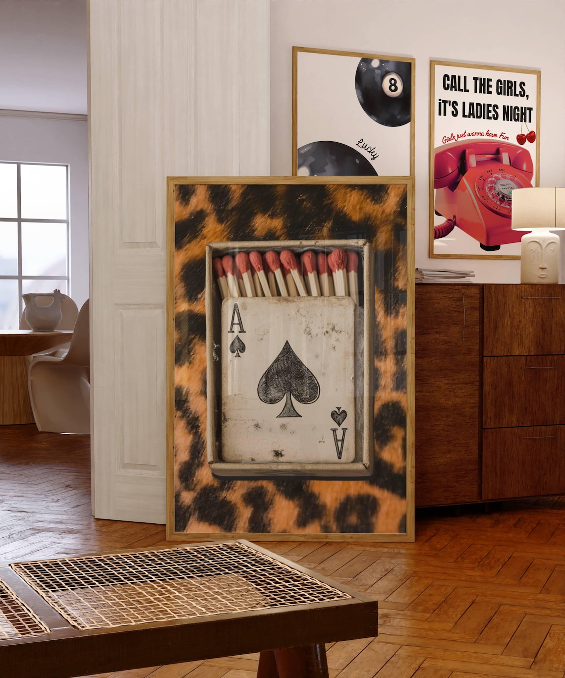 Retro Leopard Matchbox Ace Of Spades Vintage Playing Card Poster