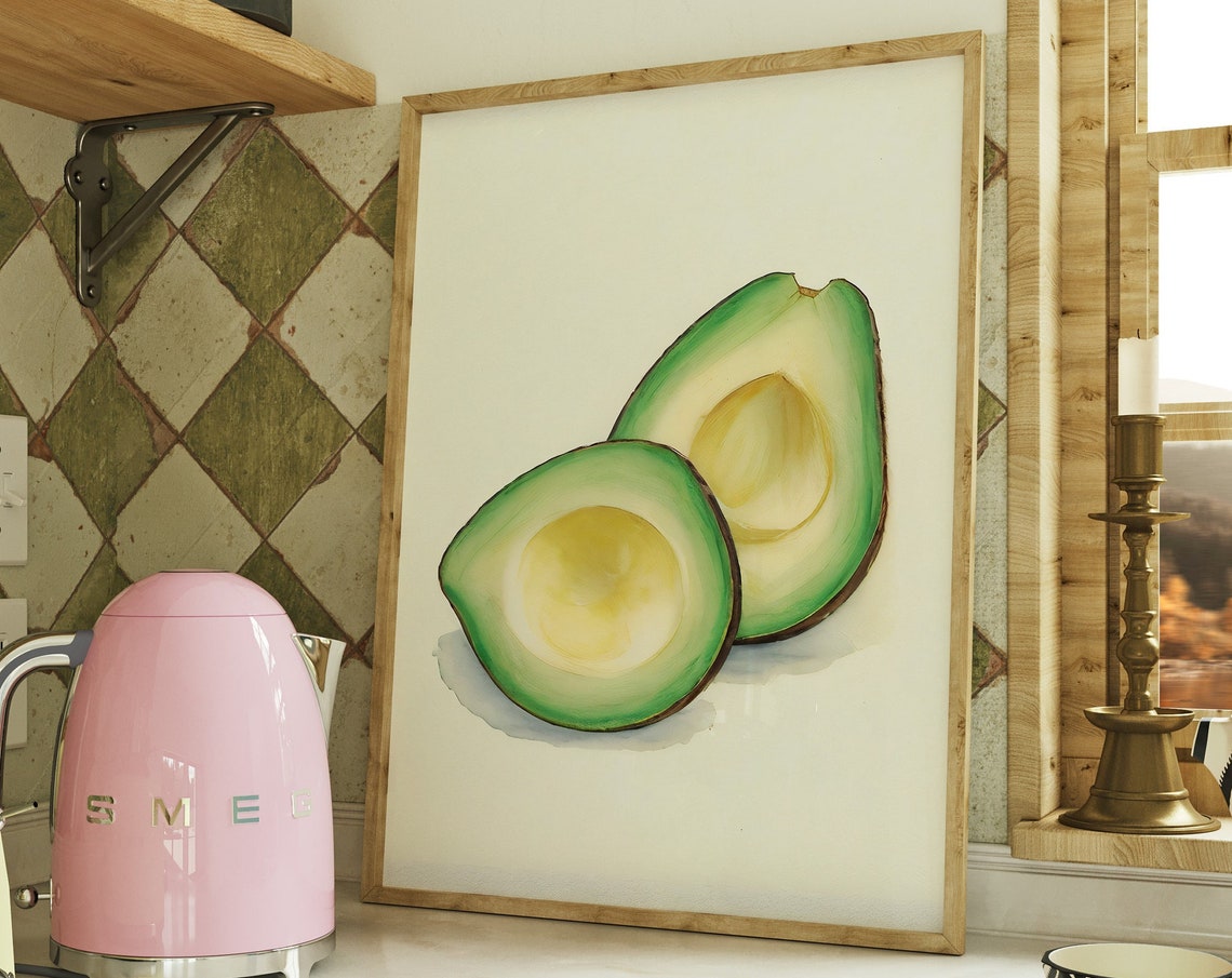 Avocado Illustration, Watercolor Kitchen Art Print - Image 4