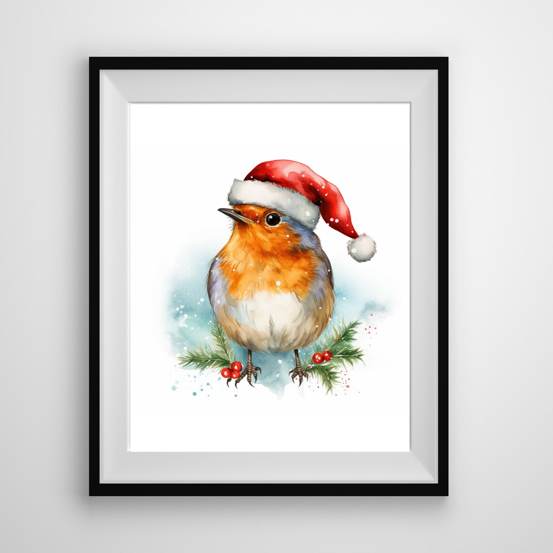 Christmas Robin Bird Watercolor, Nursery Decor - Image 4