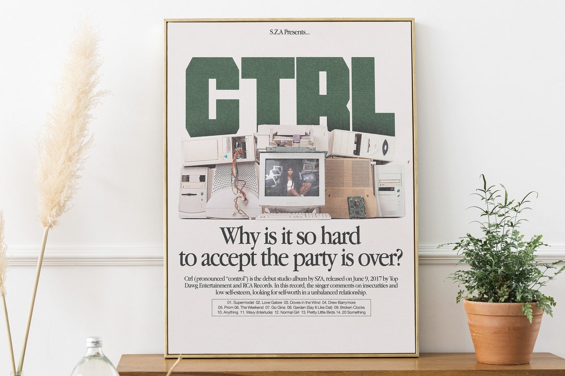 SZA Ctrl Debut Album Cover Retro Computers Lyric Quote Poster