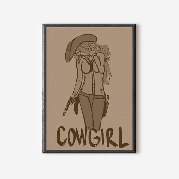 Vintage Cowgirl Poster Retro Western Wall Art Country Female Prints Girly Dorm Room Decor Southwestern Woman Art