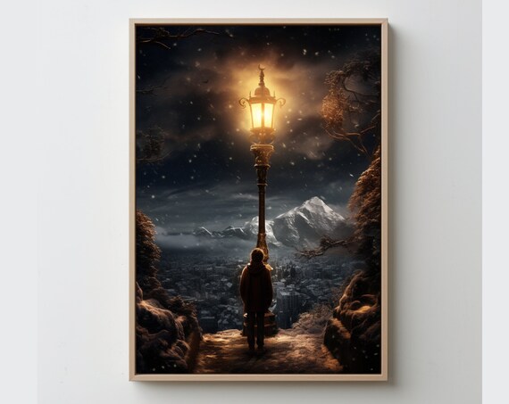 Narnia Lamp Post Vintage Poster Print