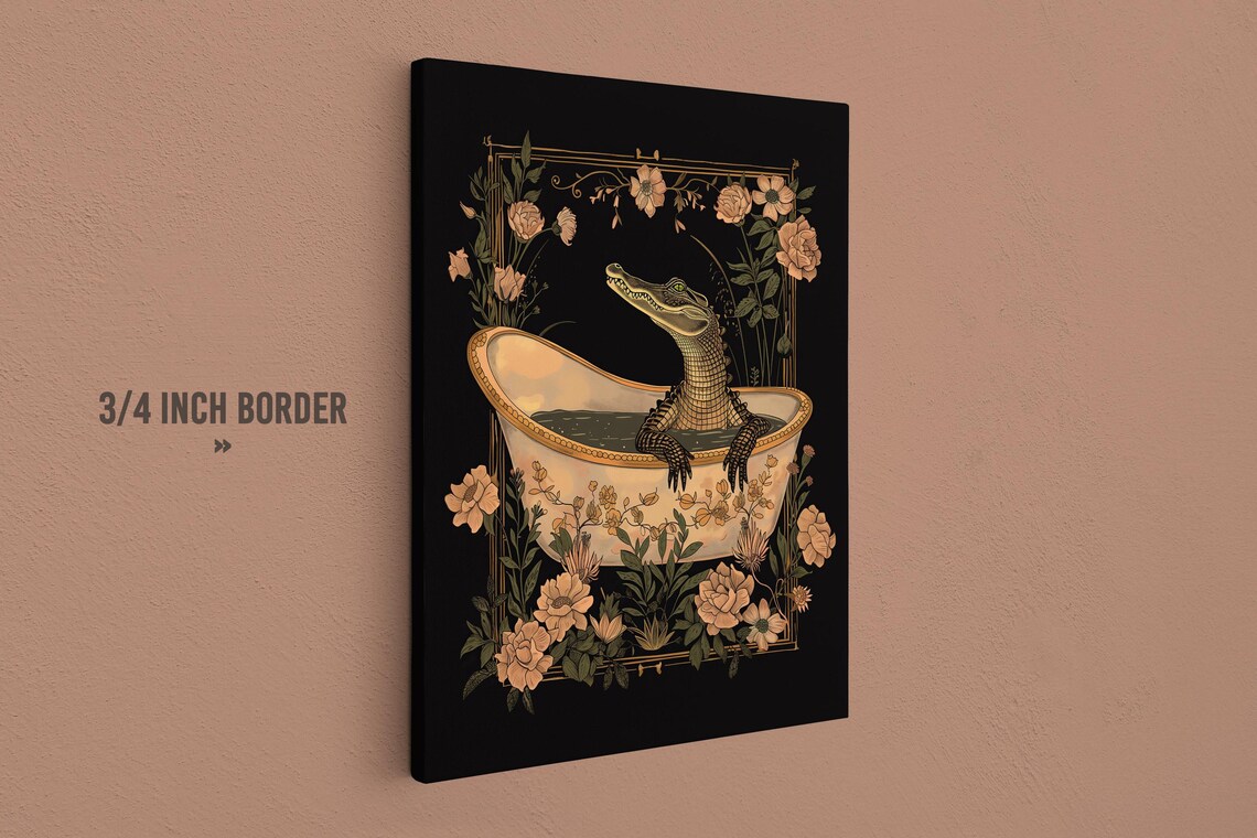 Art Nouveau Crocodile Bath Art Print, Whimsical Decor - Image 2