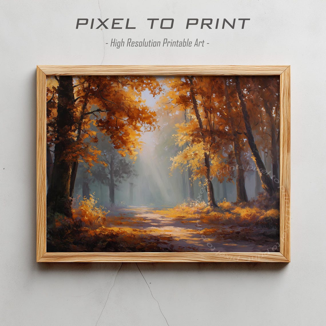 Vintage Autumn Forest Oil Painting Rustic Fall Decor