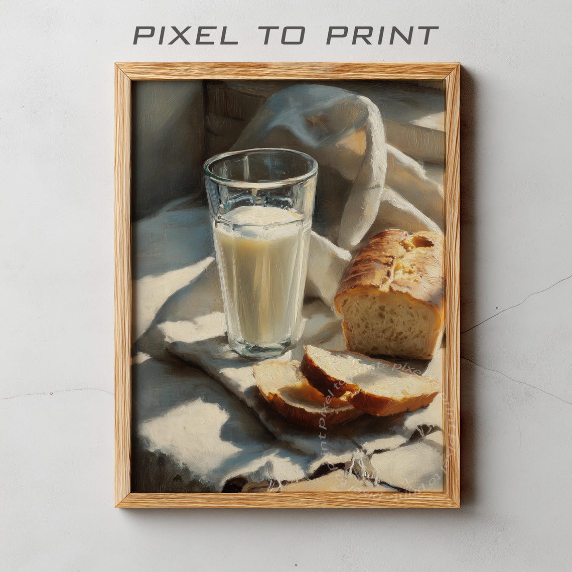 Cozy Morning Glass Of Milk And Rustic Bread Still Life Poster