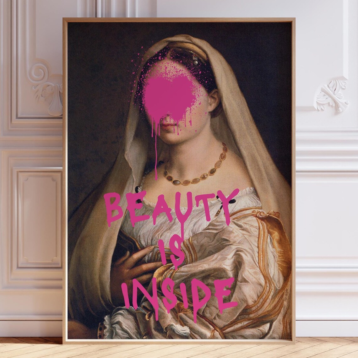 Beauty Is Inside Altered Renaissance Veiled Lady Portrait Poster