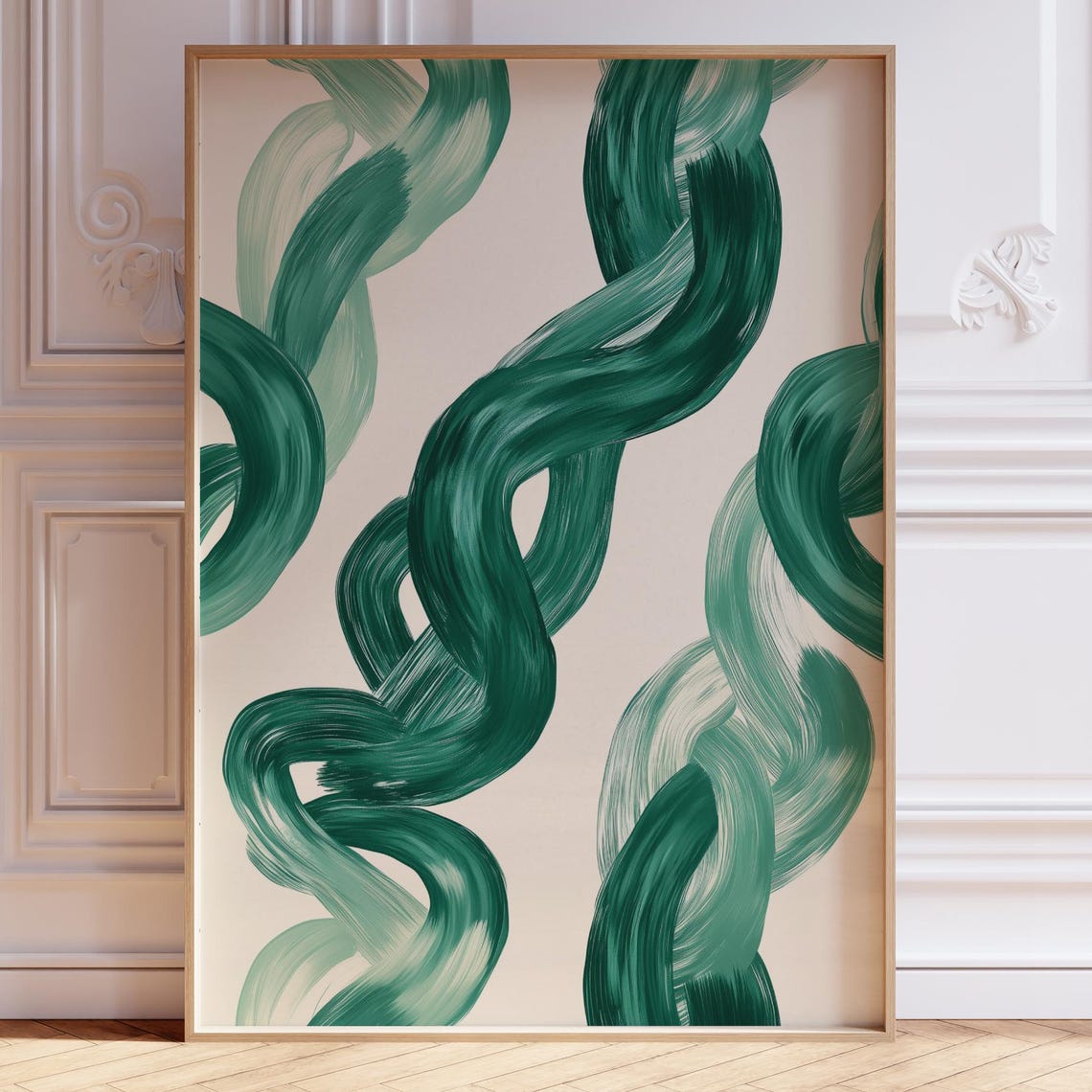Sage Green Swirl Brushstrokes Abstract Modern Decor Art Poster